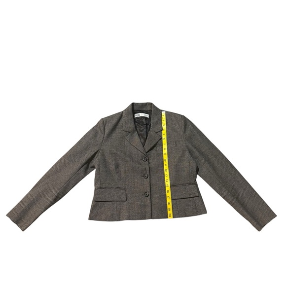 ZARA NWOT Holiday Party Plaid Blazer Women’s Large Gray Check Workwear - Picture 9 of 9
